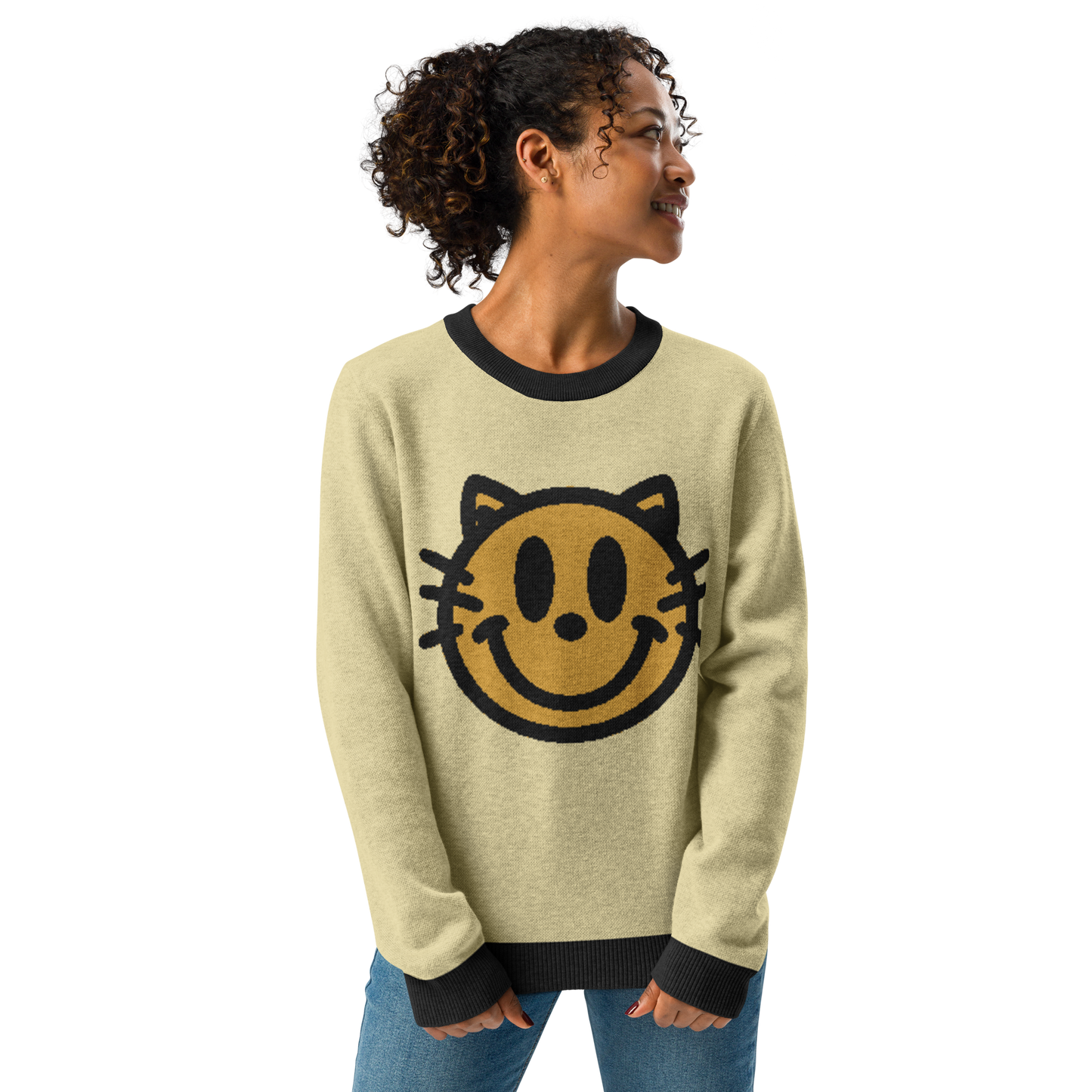 Smiley - Knitted crew neck sweater