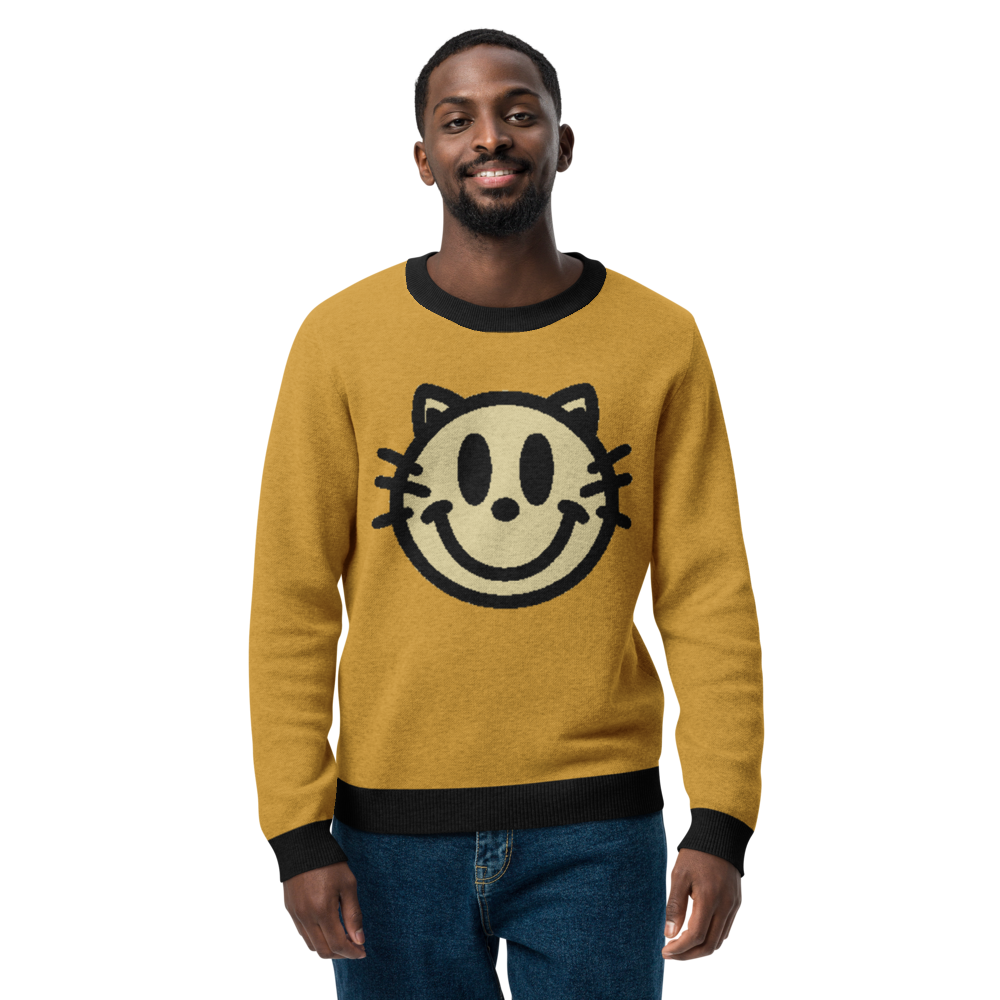 Smiley - Gold Knitted crew neck sweater