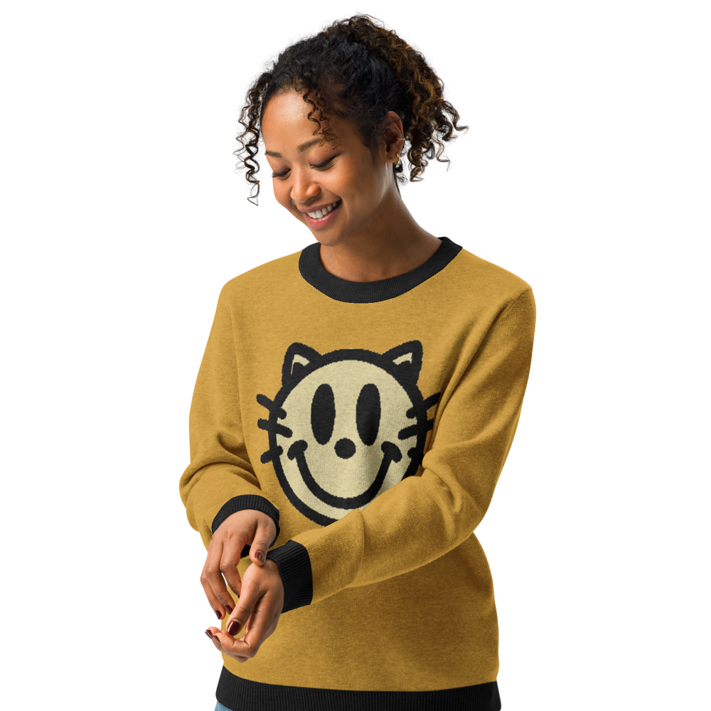 Smiley - Gold Knitted crew neck sweater